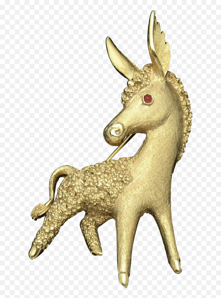 Crown Trifari Gold Plated Figural Political Democratic Emoji,Democrat Donkey Png