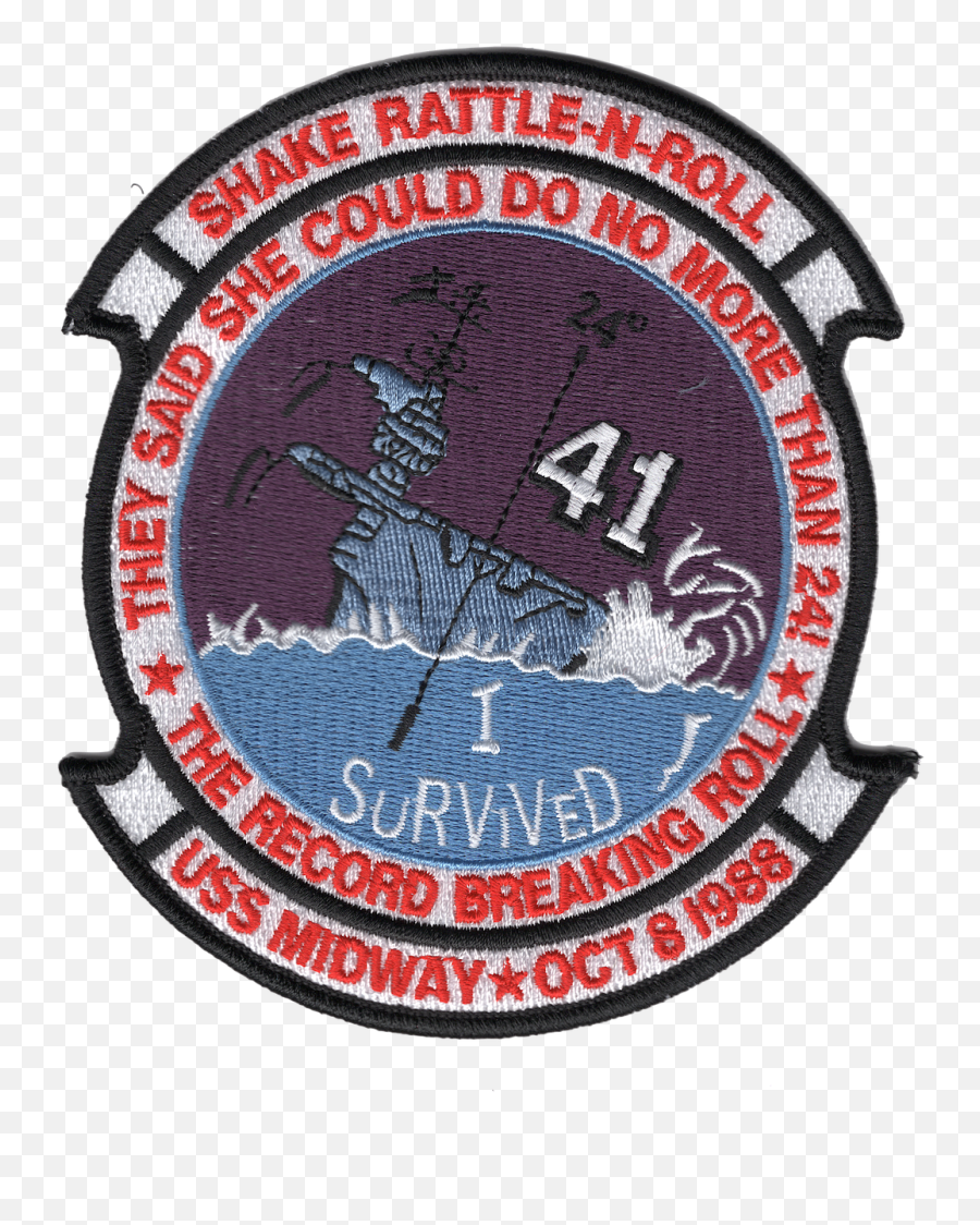 Cv - 41 Uss Midway Patch Survived 24 Degree Roll Emoji,Midway Logo