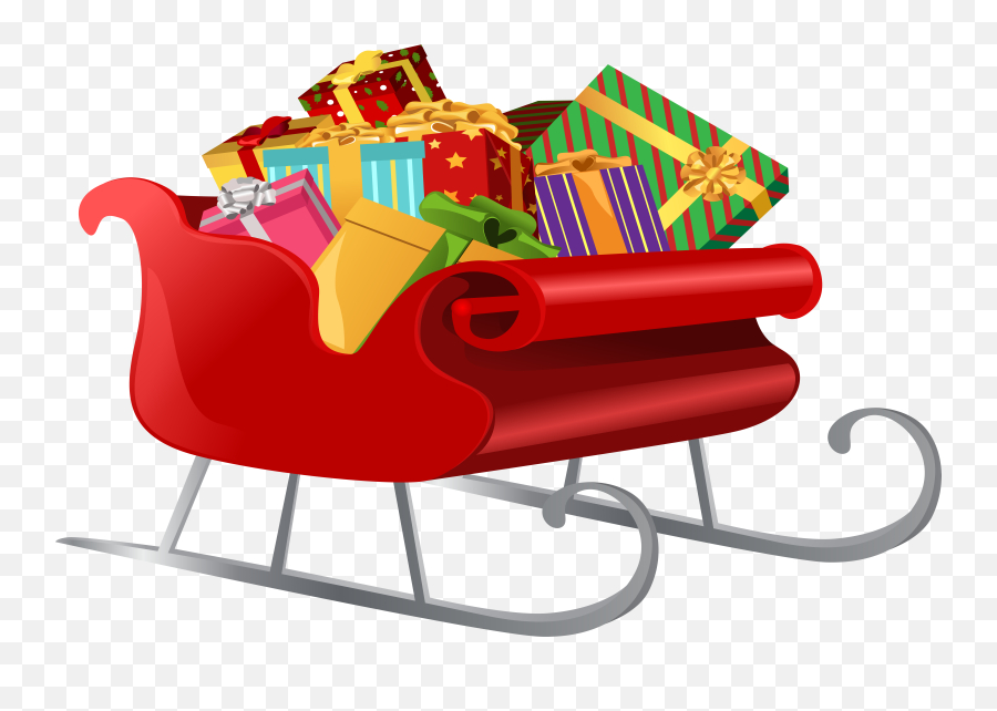 Santa Sleigh With Gifts Png Clip Art - Christmas Sleigh Clipart Transparent Background Emoji,Presents Clipart