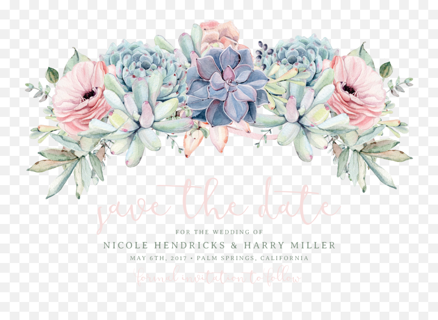 Sweet Succulents Save The Date Save The - Save The Date Flowers Png Emoji,Save The Date Clipart