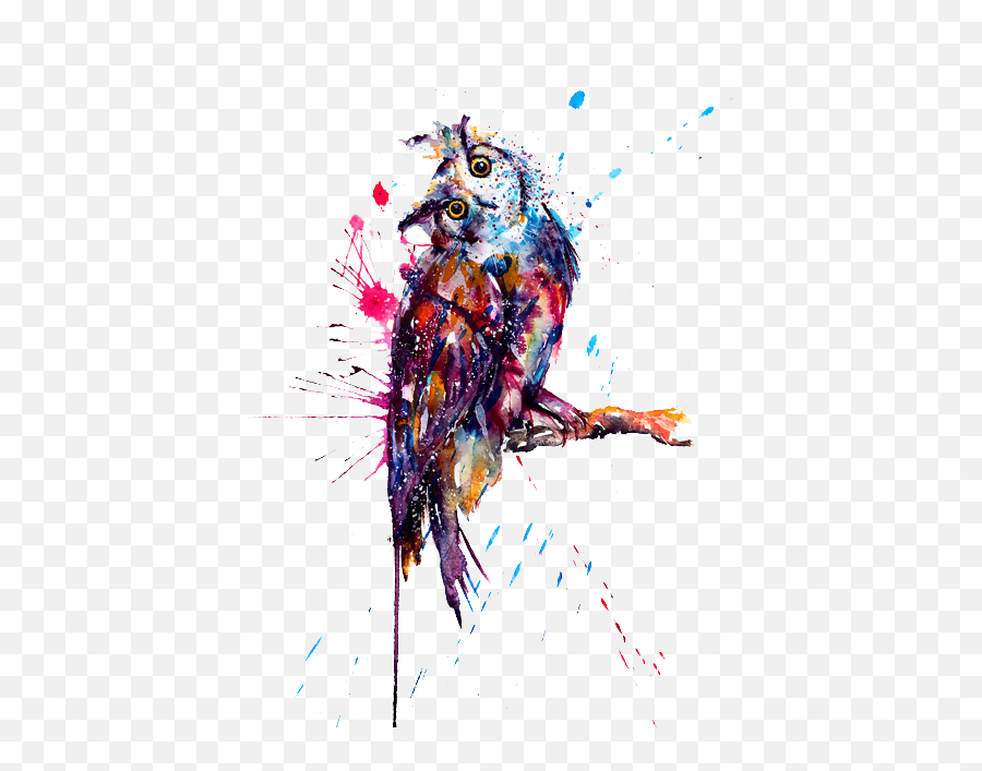 Download Owl Tattoo Watercolor Painting - Transparent Owl Tattoo Png Emoji,Owl Transparent Background