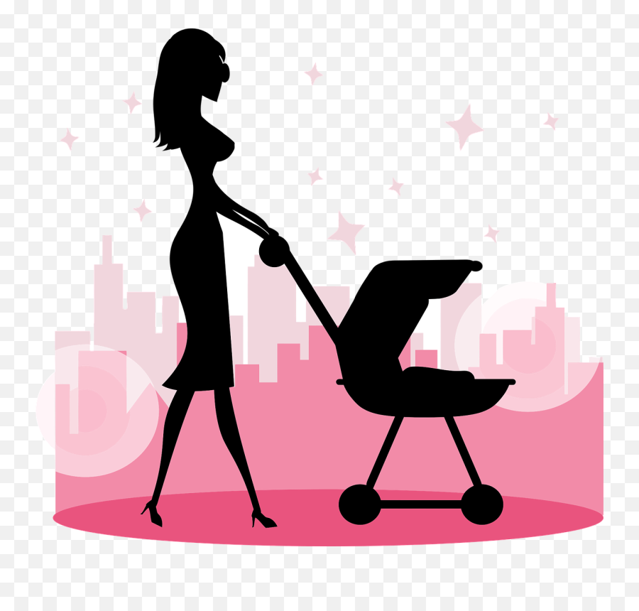 Pinkhuman Behaviorsilhouette Png Clipart - Royalty Free Girl With Stroller Vector Emoji,Baby Silhouette Png