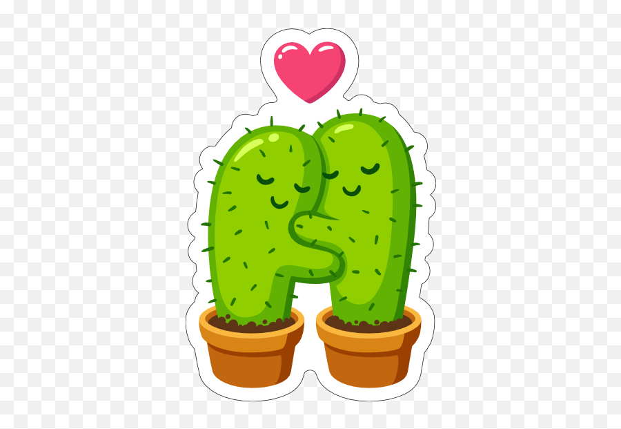 Hugging Cactus Succulent Sticker - Succulent Love Clipart Emoji,Succulent Clipart