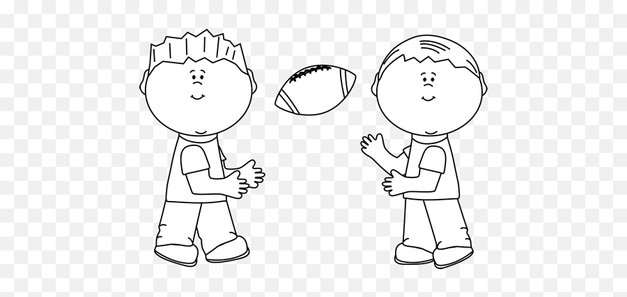 Kids Clip Art - Kids Images Boys Playing Football Clipart Black And White Emoji,Kids Clipart