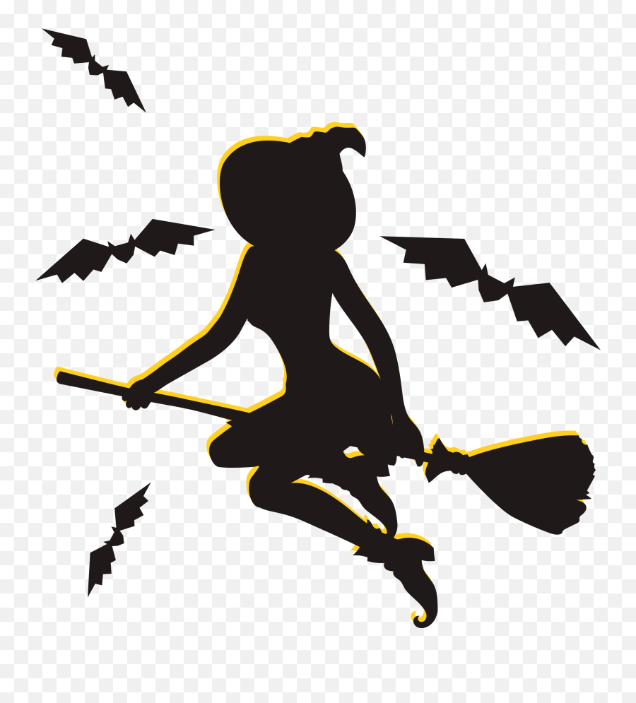 Halloween Witch Poster - Transparent Silhouette Flying Witch Emoji,Witch Png