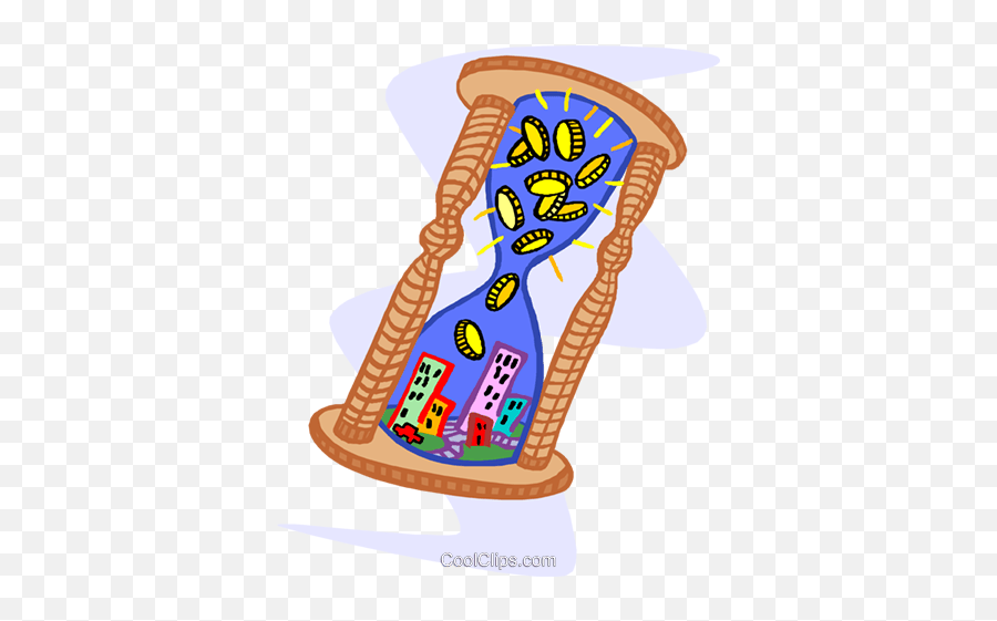 Hourglass With Tax Money And City Royalty Free Vector Clip - Stabilize Economy Emoji,Tax Clipart