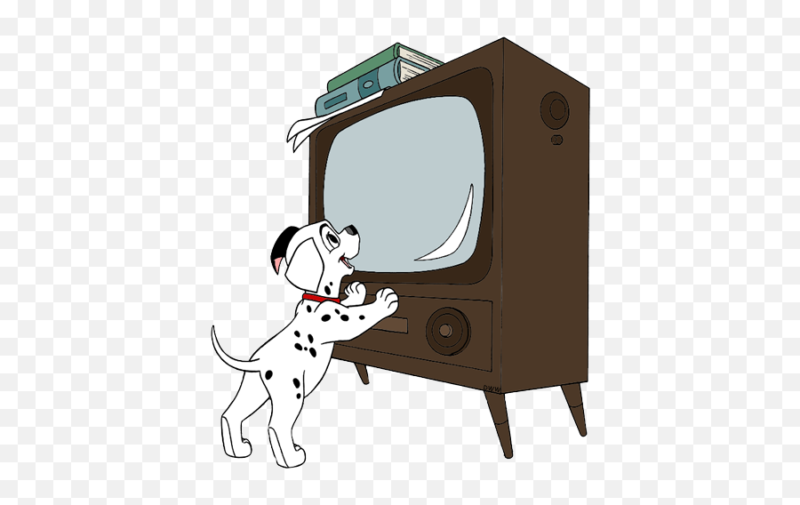Download Hd Dalmatian Puppies Clip Art - Disney Cartoon Dog Watching Tv Png Emoji,Watching Clipart