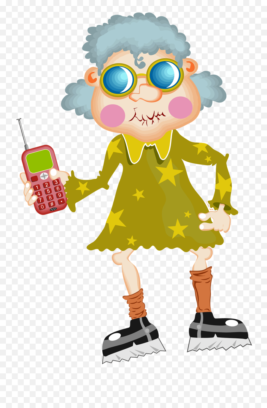 Cool Grandma With A Cellphone Clipart Free Download - Grand Mere Avec Telephone Emoji,Cell Phone Clipart