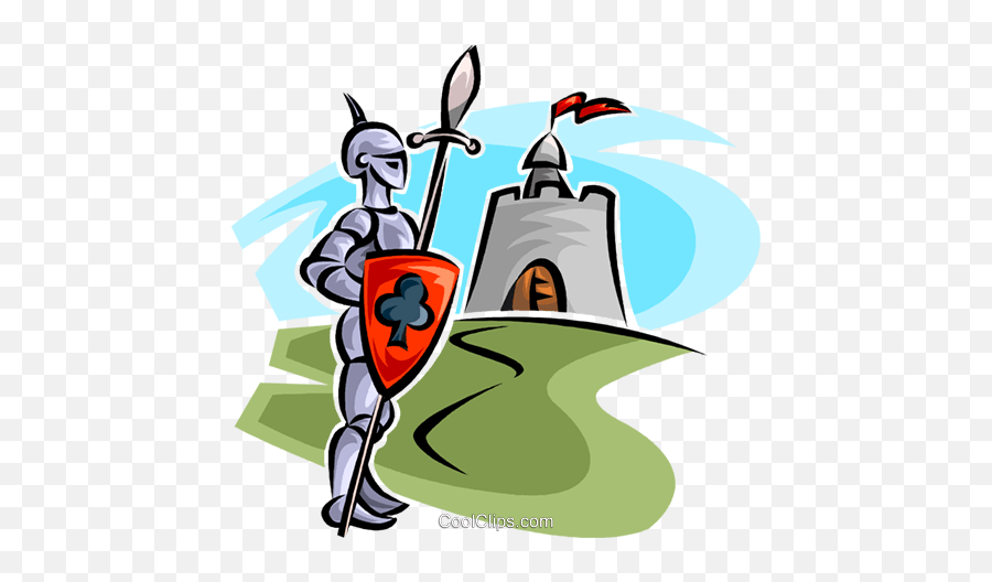 Knight In Armor Outside A Castle Royalty Free Vector Clip Emoji,Knights Clipart