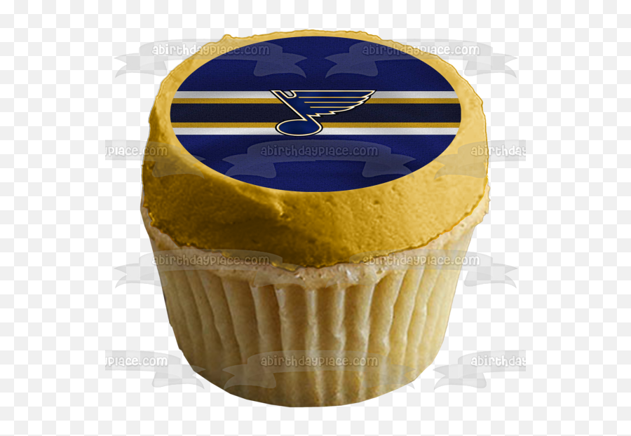St Louis Blues Logo Nhl Blue And Gold Background Edible Cake Topper Image Abpid08422 Emoji,Saint Louis Blues Logo