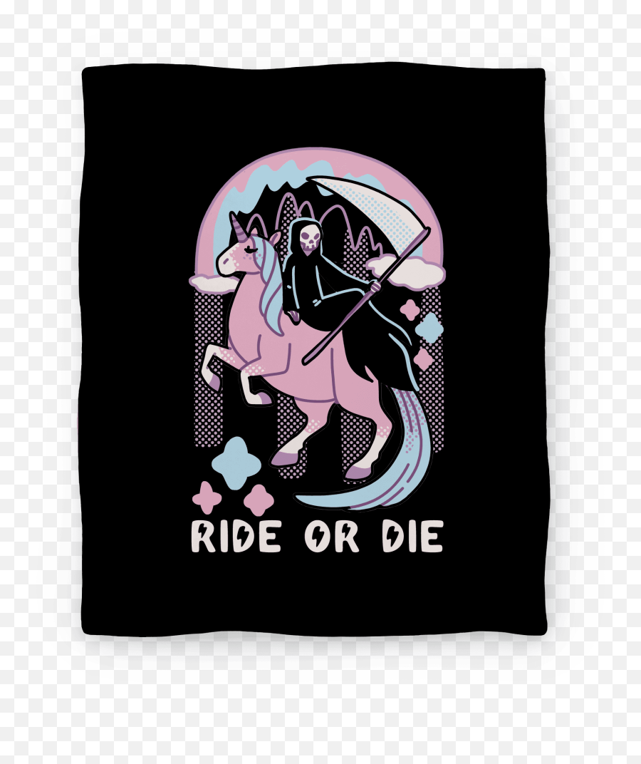 Ride Or Die - Grim Reaper And Unicorn Blankets Lookhuman Cute Goth Shirts Emoji,Grim Reaper Logo
