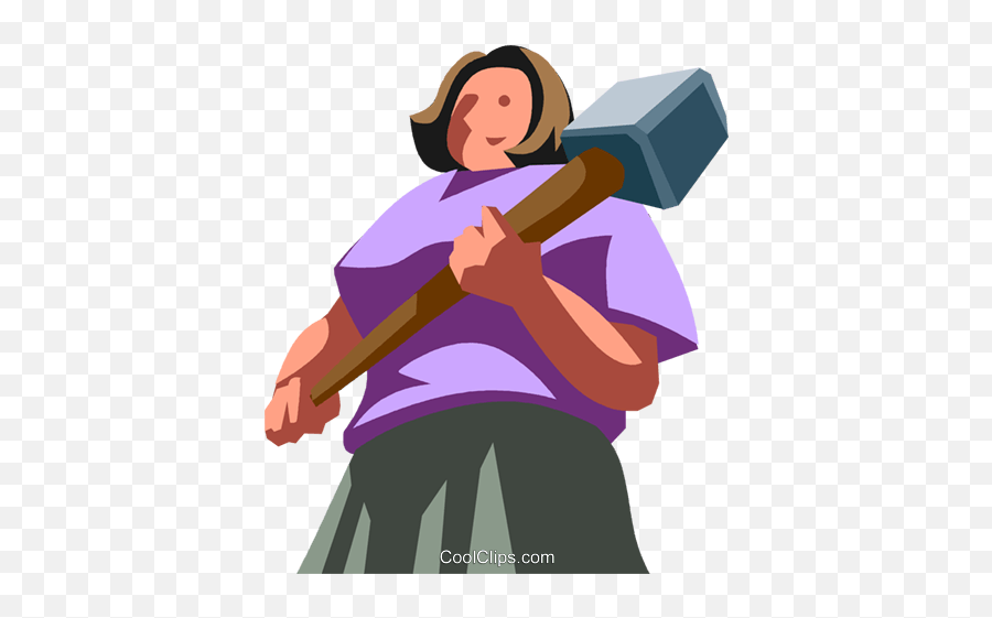 Businesswoman With A Sledge Hammer Royalty Free Vector Clip Emoji,Mjolnir Clipart