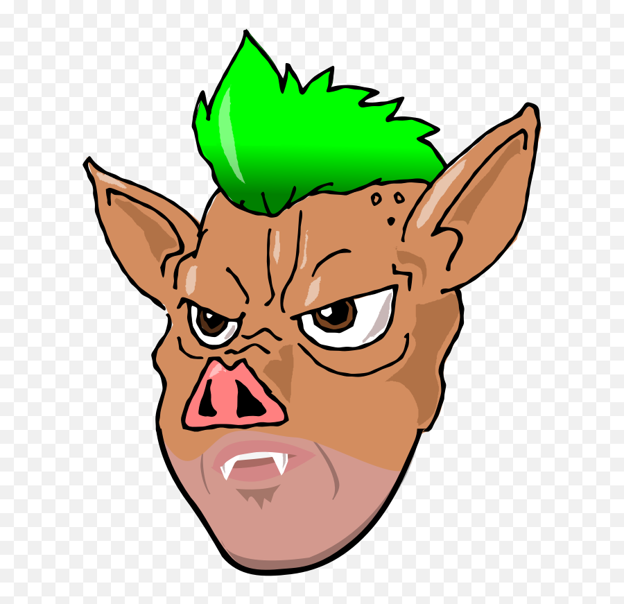 Mohawk Hairstyle Drawing Clip Art - Wild Hog Cartoon Shower Hog With Mohawk Emoji,Hog Clipart
