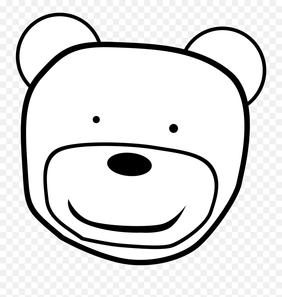 Clip Art Teddybear Head Black White - Clip Art Emoji,Head Clipart