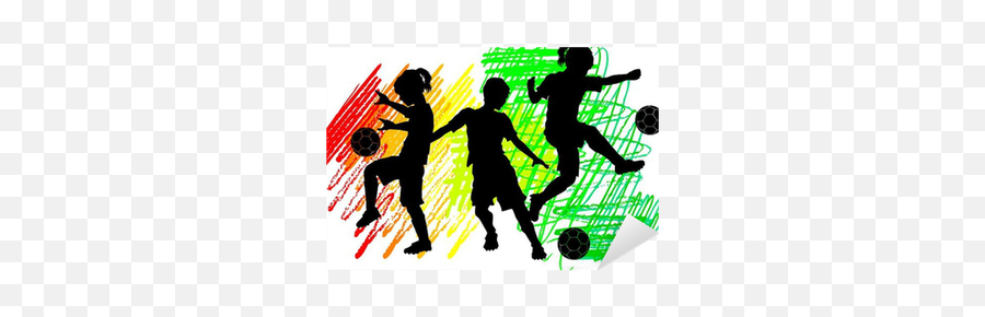 Soccer Silhouettes Kids Boys And Girls Sticker U2022 Pixers Emoji,Girls Soccer Clipart