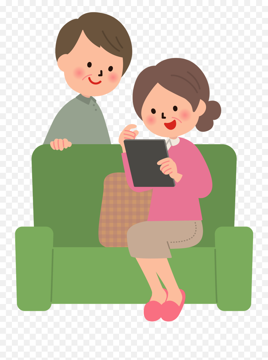 Old Couple Using Tablet Clipart - Comfort Emoji,Tablet Clipart