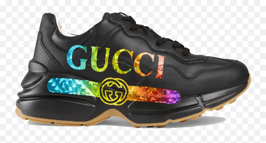 Gucci Rhyton Leather Sneaker With Gucci - Gucci Rhyton Sneakers Black Emoji,Sneaker Logo