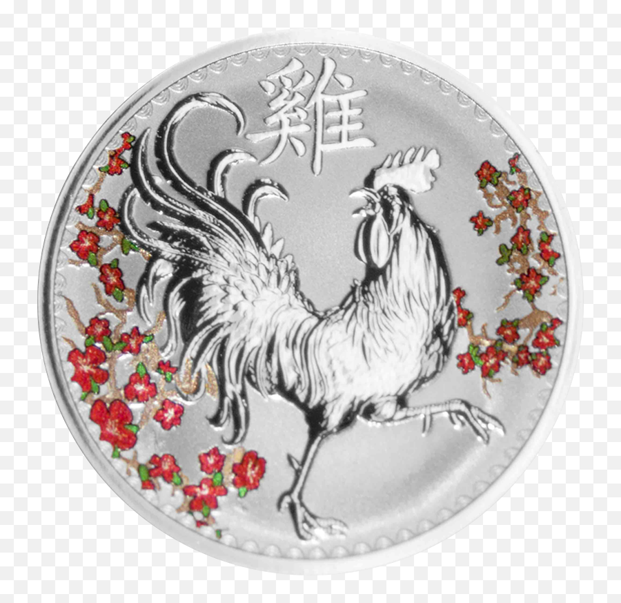 Td Year Of The Rooster Silver Round - Comb Emoji,Rooster Png
