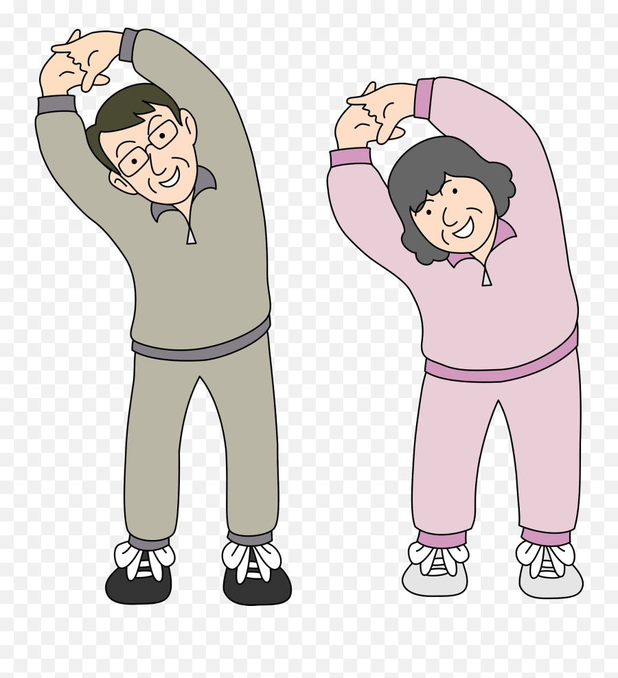 Old Couple Is Stretching For Exercise Clipart Free Download - Stretching Exercise Cartoon Png Emoji,Exercise Clipart