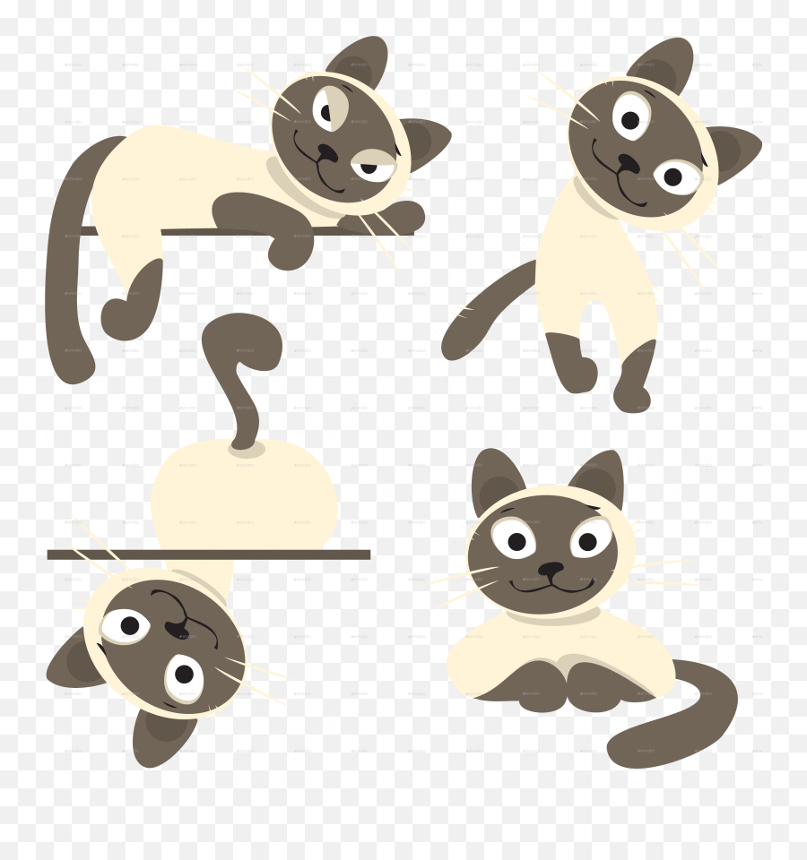 Download Hd Feline Clipart Siamese Cat - Siamese Cat Emoji,Cat Emoji Transparent