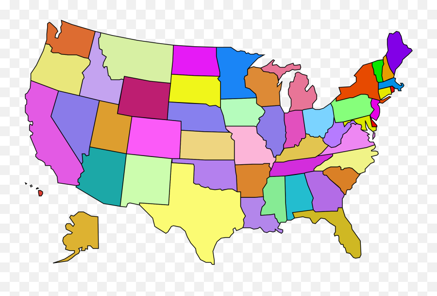 America Usa Map Png Colorful - United States Map Emoji,Usa Map Png