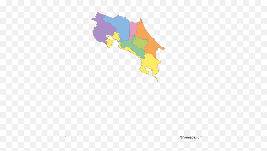 Grey Map Of Costa Rica With Provinces Free Vector Maps Emoji,Costa Rica Flag Png