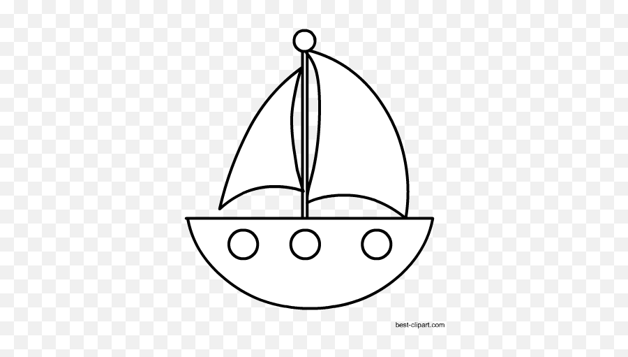 Black And White Sail Boat Clip Art - Dot Emoji,Boat Clipart Black And White