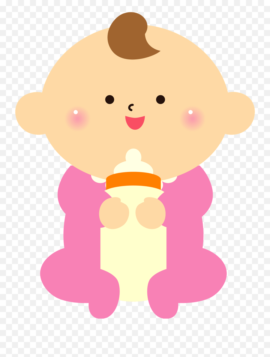 Baby Girl Holding A Bottle Clipart Free Download - Happy Emoji,Baby Bottle Clipart