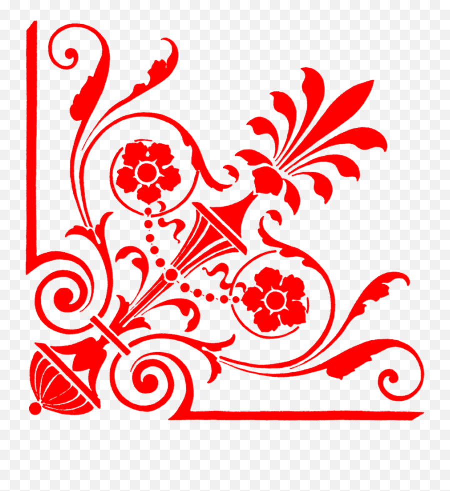 Floral - Corner Border Png Red Emoji,Corner Design Png