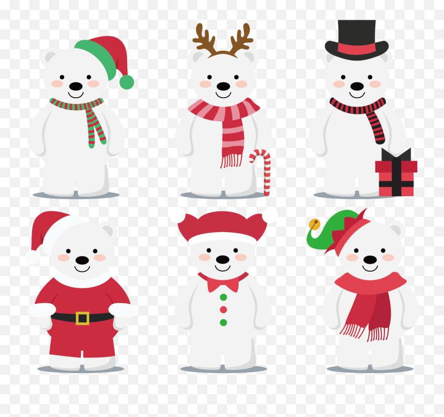 Baby Polar Bear Christmas Clip Art - Cute Christmas Bear Png Emoji,Bear Clipart Silhouette