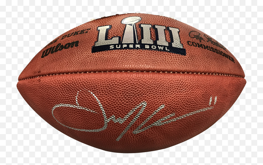 Julian Edelman Autograph Football Duke Super Bowl Liii Emoji,Super Bowl 53 Logo