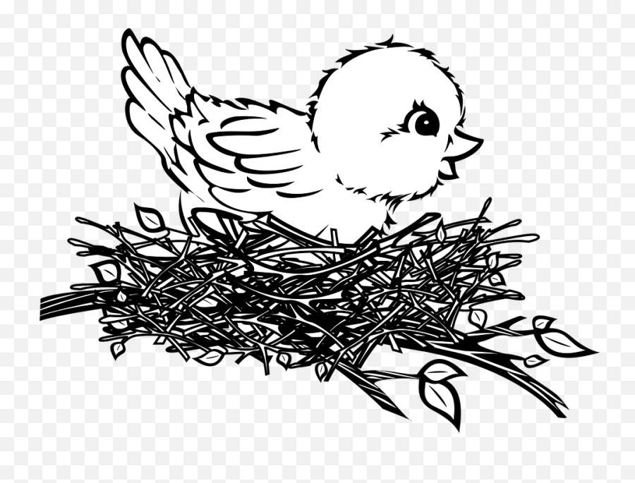 Free Bird Nest Clipart Black And White - Bird In Nest Clipart Black And White Emoji,Nest Clipart