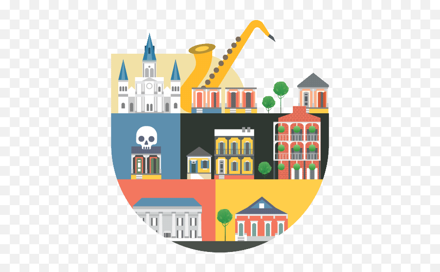 Cities Gifs - Jing Zhang Illustration Emoji,New Orleans Skyline Clipart