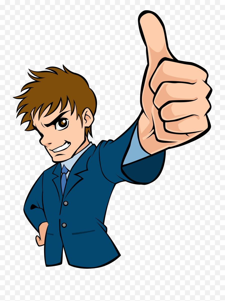 Businessman Is Giving Thumbs Up Clipart - Cartoon Person Thumbs Up Transparent Emoji,Thumbs Up Transparent