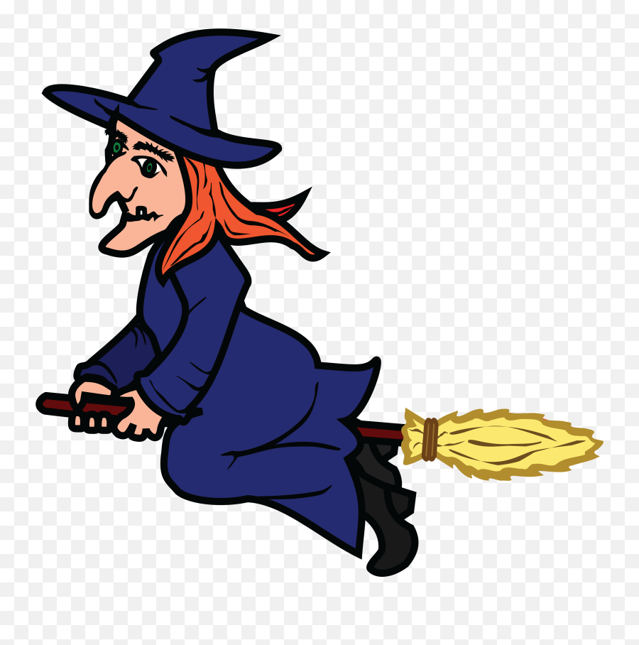Witch On A Broomstick Clipart Png - Clipart Witch Emoji,Witch Png