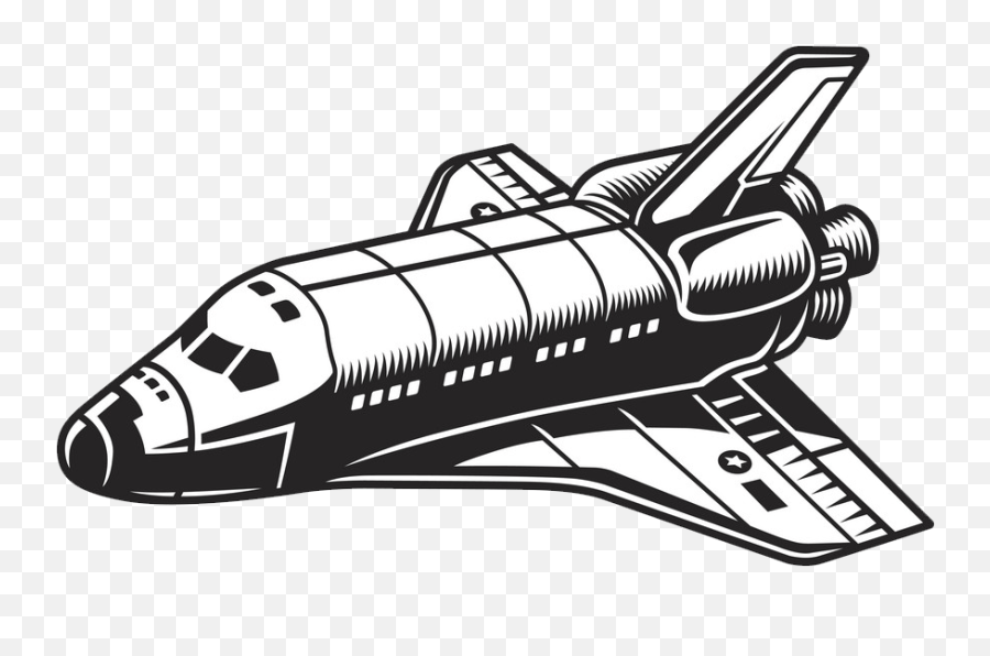 Vintage Black And White Spacecraft Png Transparent - Clipart Space Shuttle Clipart Black And White Emoji,Space Transparent