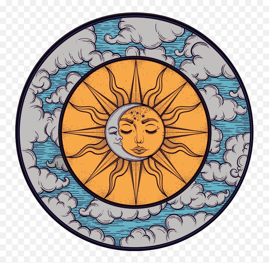 Hippie Sun And Moon Clipart - Full Size Clipart 5541200 Aesthetic Sun And Moon Emoji,Sun And Moon Clipart Black And White