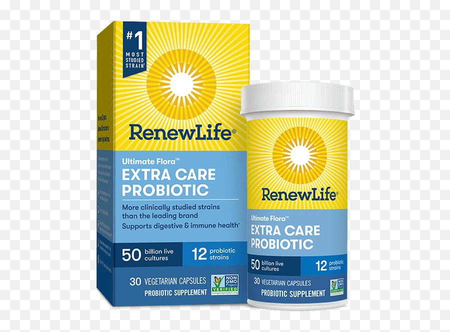 Renew Life Ultimate Flora Extra Care Probiotic 50 Billion 30 Capsules Emoji,Extra Life Png