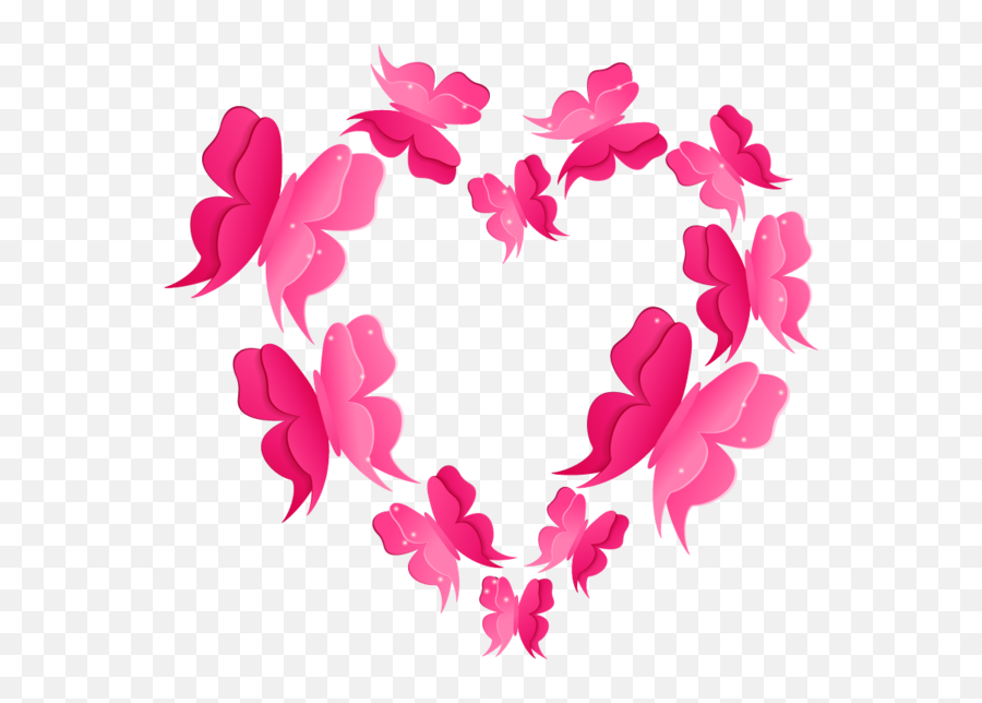 Butterfly Pink Heart Flower Clipart - Butterfly Clipart Emoji,Butterfly Clipart Transparent Background