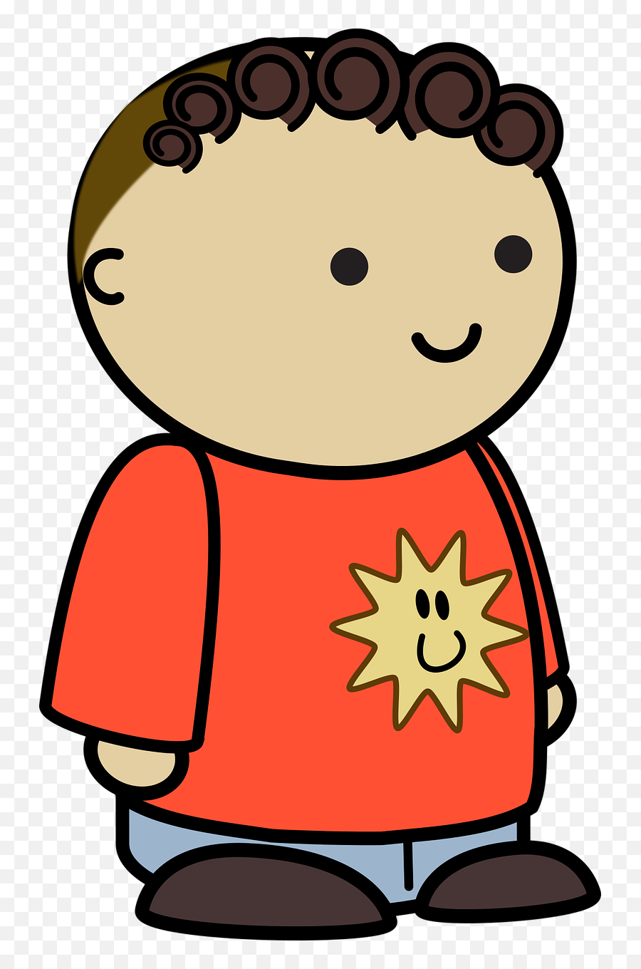Curly Haired Boy In A Orange Shirt Sad - Angry Comic Characters Emoji,Sad Face Clipart