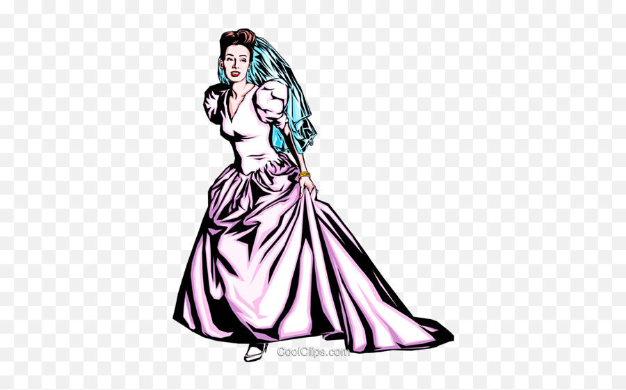 Woman In Bride Dress Royalty Free Vector Clip Art - Married Mrs Right I Didn T Know Her First Name Was Always Emoji,Wedding Dress Clipart