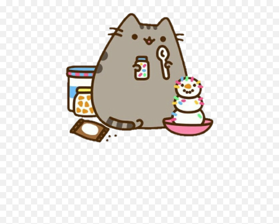Ice Cream Pusheen Cat Eating Png Image - Ice Cream Pusheen Png Emoji,Pusheen Png
