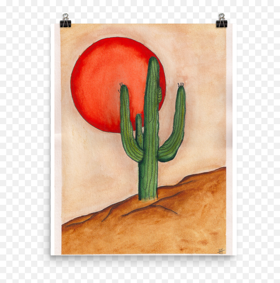 Lone Saguaro Watercolor Sold By Art By Hana On Storenvy Emoji,Watercolor Cactus Png