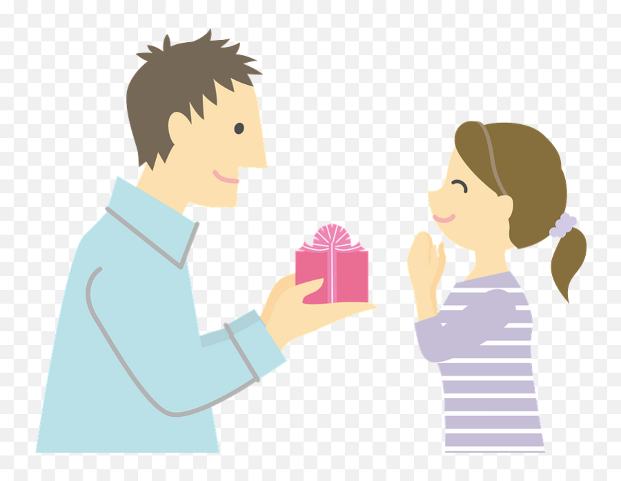 Man Is Giving Woman A Gift Clipart Free Download Emoji,Giving Tree Clipart