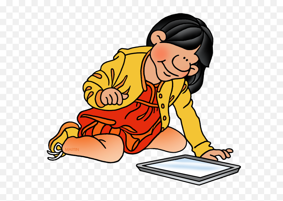 Playing On Tablet Clipart Transparent - Phillip Martin Clipart Girl Emoji,Tablet Clipart