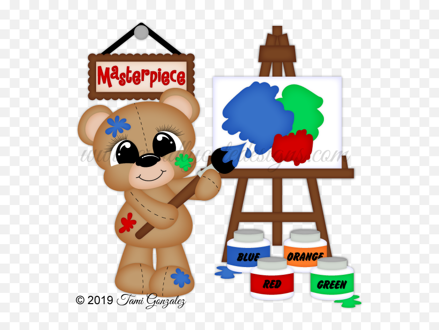 Painter Bear Kids Scrapbook Graduation Card Boxes Bear - Painter Bear Emoji,Painter Clipart
