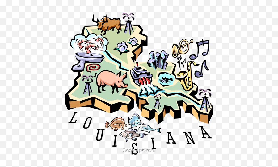Louisiana Vignette Map Royalty Free - Louisiana Clipart Emoji,Louisiana Clipart