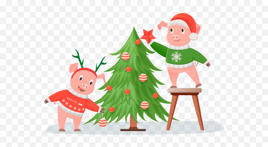 Best Premium Little Pig With Christmas Green Cap Emoji,Cartoon Christmas Tree Png