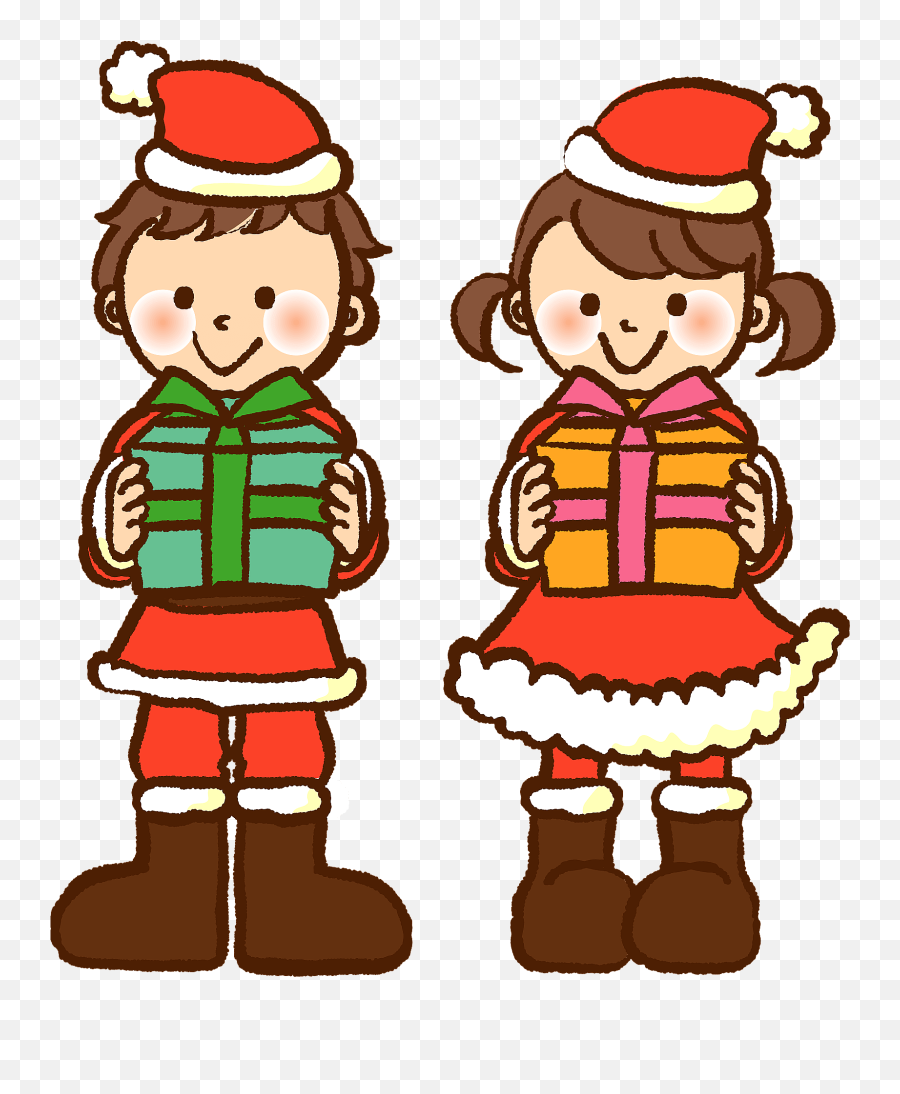 Children Are Holding Christmas Gifts Clipart Free Download - Transparent Christmas Children Emoji,Christmas Present Clipart