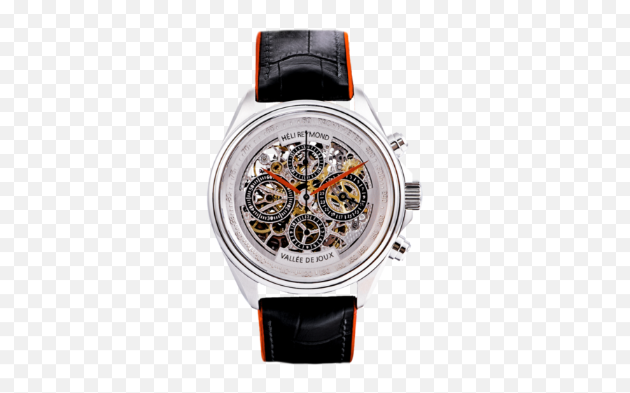 Heli Reymond Swiss Automatic Skeleton Chronograph Menu0027s Watch Transparency Line T4014 Orange Hands - Watch Strap Emoji,Skeleton Transparent